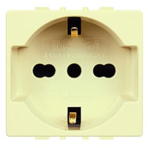 Presa schuko 16A bivalente, modulo bianco, Compatibile Con BTicino Magic, antenna, ethernet, TV, antenna, USB, schuko, Per Placche originali e compatibili
