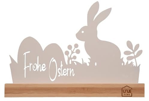 UNUS Aufsteller Silhouette Frohe Ostern mit Hase und Eiern weiß