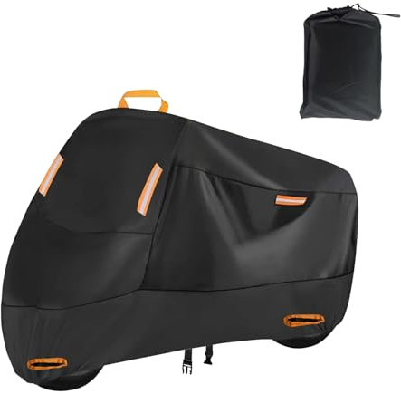 ACESOME Motorcycle Tarpaulin Outdoor 210D Oxford Fabric Motorcycle Cover Motorcycle Tarpaulin Scooter Cover with Reflective Strips (without Lock, XXXL)