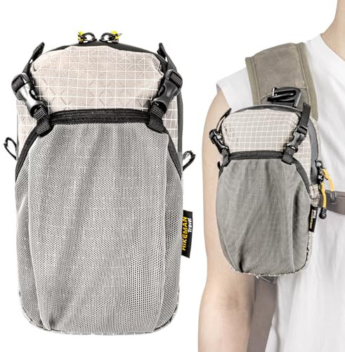 HIKEMAN Handytaschen für Rucksack - Wasserdicht Schulterriemen-Tasche,Taktische Rucksack-Zubehörtasche mit Abnehmbarer Schultergurt für Sport Wandern Camping (Grau)