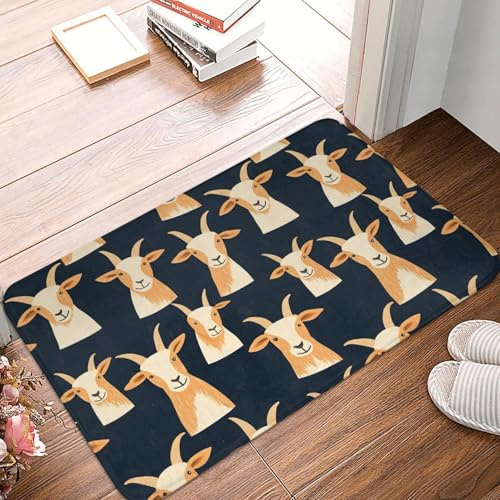 TZTTZT Front Door Mat Outside Indoor Outdoor Entrance - 16 * 24 Inch Cute Goat Print Kitchen Rugs Mats for Floor, Washable Thin Bathroom Rugs Fit Under Door, Bath Mat for Bathroom