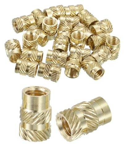 sourcing map Rändelmuttern, 30 Stück, M6 x 12 mm Länge x 8 mm Außendurchmesser, 3D-Druck, Messingmuttern, Innengewindeeinsätze, Messing, Heizsatz, Einbettungsmutter