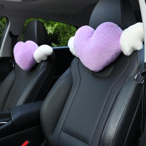 corgi butt Cuscino poggiatesta auto a forma di cuore con ali d'angelo, purpler Love Heart (viola)