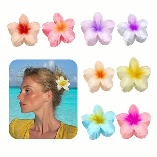 Wennicy Set De 8 Pinces À Cheveux Frangipanier Pinces À Griffe Colorées Anti-Dérapantes Universelles Pour Cheveux Humides Et Sèches Accessoires De Coiffage Et De Décoration Pour Femmes Et Filles