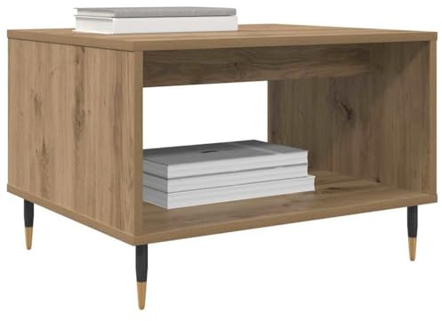 vidaXL Couchtisch Artisan-Eiche 60 x 50 x 40 cm Holzwerkstoff, Stylischer, rechteckiger Couchtisch, industrielles Design, viel Stauraum, langlebiges Holz, modernes Wohnzimmer
