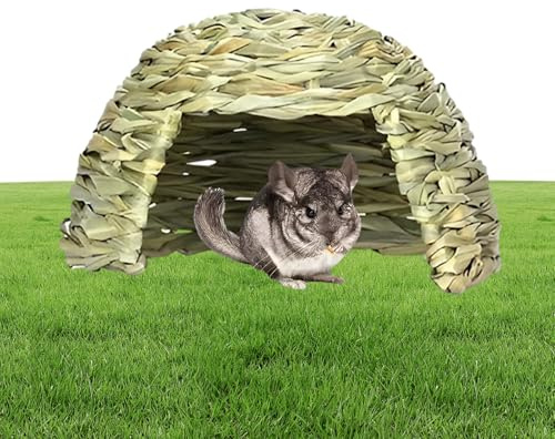 Grashaus Für Kaninchen – Handgewebtes Hasengrashaus Aus Naturgras | Kleintierversteck & Nagerhaus Fürs Kaninchens, Meerschweinchen, Hamster | Ungiftiges Unterschlupf-Spielhaus – Atmungsaktiv & Essbar