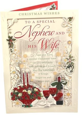 To a Special Nephew and His Wife Festive Classic Design Christmas Card
