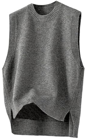 Verdusa Women's Old Money High Low Sweater Vest Sleeveless Cozy Knit Tops Fall Clothes Grey Medium