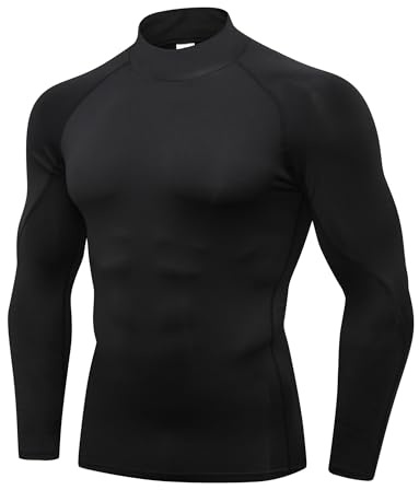 POIHIDE Men's Compression Shirts Long Sleeve Quick Dry Tops Mock Turtleneck | Muscle Fit,Lightweight,Base Layer T-Shirts,Activewear,Sports,Running,Gym Undershirts,Workout,Athletic,Training,Cycling
