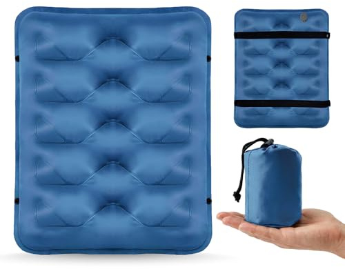 FORRINX Camping Sitzkissen Aufblasbar Luftkissen mit 2 Gummizügen & Tragetasche 42x37x6cm Ultraleicht Reisekissen für Outdoor, Strand, Wandern Angeln Tragbarer Sitzunterlage