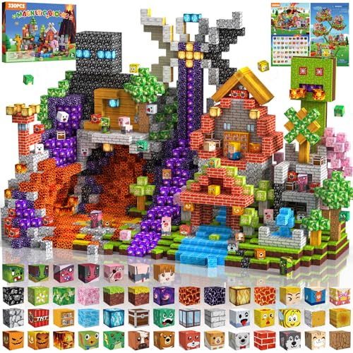 Magnetische Bausteine 330 PCS 2CM Magnetbausteine für Kinder ab 3 Jahre Magnetic Blocks, Spielzeug Magnete Kinder, Magnetische Bauwelt Geburtstag Geschenk ab 3 4 5 6 7 8 9 10 11 12 Jungen Mädchen