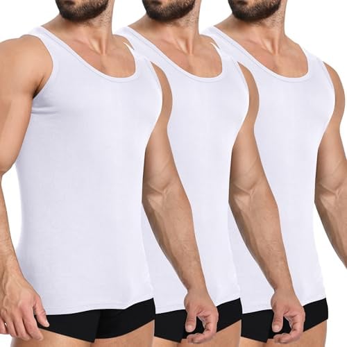 YOUCHAN 3-pack herrundertröja herrlinne underkläder i 100% bomull ribbade linnen svart och vit