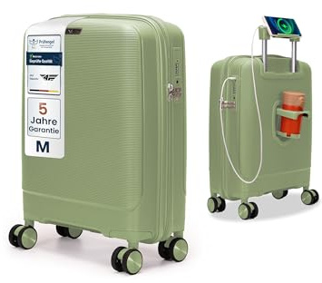 4FLY Leichter Hartschalen-Handgepäckkoffer M – 55×37×20 cm (35L), Kabinenkoffer mit TSA-Schloss, USB-Ladeanschluss, 4 Spinner-Rollen, Aluminium-Teleskopgriff, erfüllt alle Airlines Vorgaben