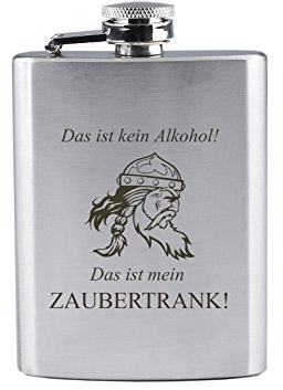 Edelstahl Flachmann mit Gravur - Das ist kein Alkohol ! Das ist Mein Zaubertrank ! - Lustig - Gallier - als Geschenk oder zu Weihnachten (90 ml)