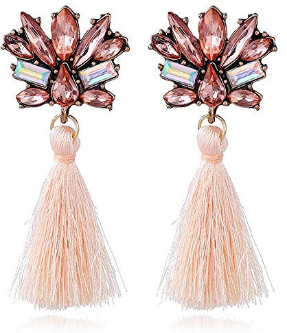YAZILIND Lange Quaste Ohrringe Elegantes Mädchen Übertrieben Ohr Ringe Dame Schmuck für Frauen Mädchen Hochzeit (Pink)