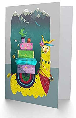 Wee Blue Coo Travelling Llama Greetings Card
