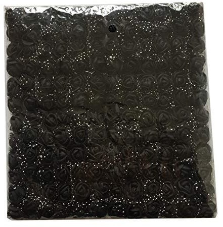 Artfen Mini Fake Rose Flower Heads 144pcs Mini Artificial Foam Roses DIY Wedding Flowers Accessories Make Bridal Hair Clips Headbands Dress (Bottom add Gauze) Black