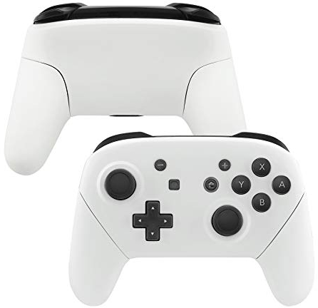 eXtremeRate Griff Hülle Set für Switch Pro Controller, Matt DIY-Ersatz Front Case/Rücken Gehäuse&Handgriff Grips Shell Zubehör für Nintendo Switch Pro Controller-Weiß