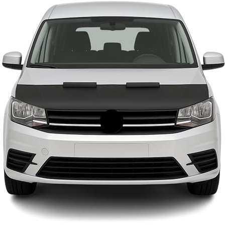 OMAC Haubenbra Halb für VW Caddy 2015-2020 Vinyl Schwarz | Steinschlagschutz, fahrzeugspezifisches Design, Car Bonnet Bra
