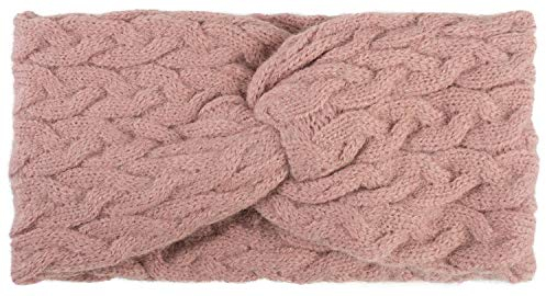 styleBREAKER Damen Strick Stirnband mit Zopfmuster und Twist Knoten, warmes Winter Haarband, Headband, gestrickt 04026044, Farbe:Altrose
