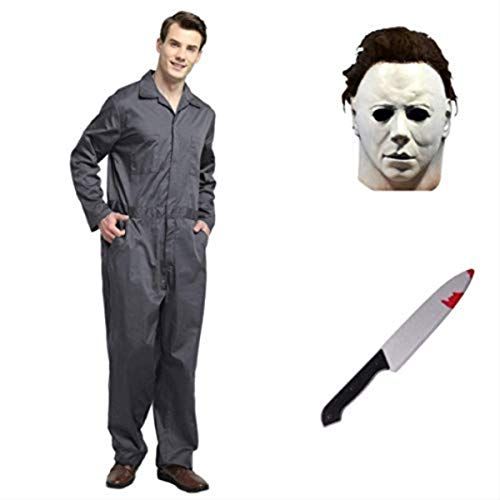 thematys Michael Myers | Horror-Film Kostüm-Set inkl. Maske & Messer | Fasching | Karneval | Halloween | Cosplay | Party | Grueslig | Scary Film | Vollkopf | Killer | Mörder (S)