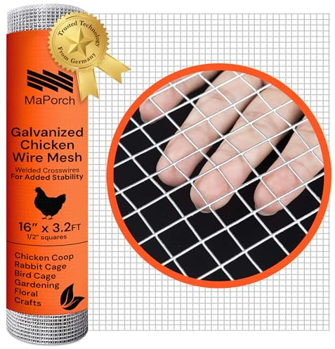 MaPorch Hardware Cloth - 15.7 x 39.3 in, Silver, Garden - Rust-Resistant Galvanized Wire Mesh & Welded Wire Fencing for Poultry Netting, Rabbit Fence & Garden Trellis Support