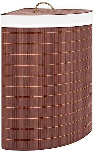 vidaXL Eck Wäschekorb Wäschesammler Wäschebox Wäschetonne Wäschesack Wäschetruhe Wäschebehälter Wäsche Sammler Truhe Box Tonne Bambus Braun 60L