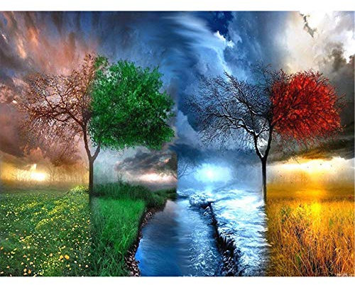Puzzles pour adultes 2000 pièces Puzzles 2000 pièces pour adultes Quatre saisons différentes d'arbres Enfants Grand Jeu de Puzzle Jouets Cadeau 70x100cm