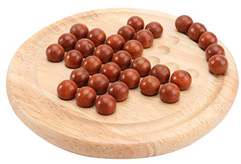 1 Ensemble de en Bois Classique Jeux de Plateau Solitaire Europe Conseil Jeu Unique Échecs Peg Cognitive Conseil Ronde Classique Jouets Éducatifs