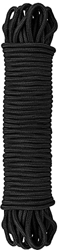 Hileyu 30M Multi-functional Nylon Rope ropes and cords 6MM Nylon Rope Cord String Hanging Cord String, Traction Tying Rope for Camping Outdoor Activities Garden Bundling Garage Clothesline Black