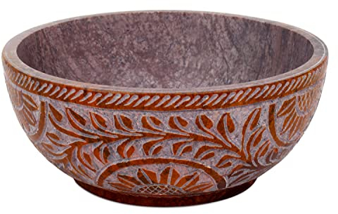 Ajuny Ciotola in Pietra Ollare per Scrying e Sbavature design Floreale Fatta a mano Decorazione per la Tavola della Cucina Regalo da 5 pollici