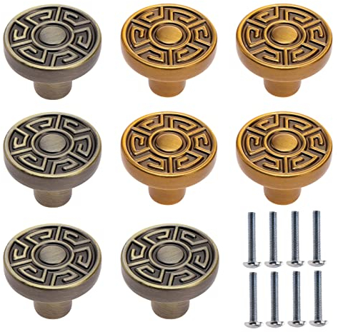 Create idea 8 Stück Retro Möbelknöpfe Vintage Schubladengriffe Schrankgriffe Runde Griffe Knöpfe mit Schrauben für Kommode Schränke Türen 2 Farben