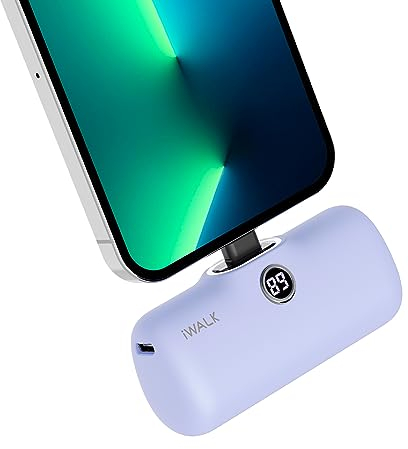 iWALK Portable Charger 4800mAh Power Bank Small and Cute Battery Pack Fast Charging power bank Compatible with iPhone 14/14 Plus/14 Pro/14 Pro Max/13/12/11 /XS/XR/X/8/7/6/Plus and More,Purple