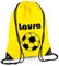 Turnbeutel mit Namen | Motiv Fußball | inkl. Namensdruck | Personalisieren & Bedrucken | Sportbeutel Schuhbeutel dunkel-blau für Jungen Kinder(gelb)