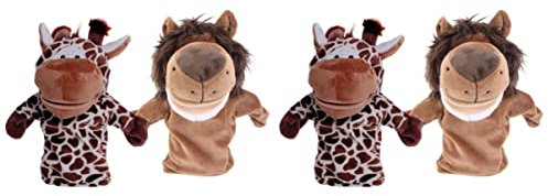 TOYANDONA 4pcs Adorable Cartoon Animal Hand Puppet Toy Plush Lion Deer Puppet for Boys and Girls
