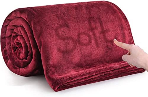 MOONLIGHT20015 Fleece Blanket King Size for Bed - Soft Cosy Fluffy Throw Blankets, 400 GSM Silk Touch Warm Extra Large Throws for Audlts, Burgundy, 270x230 cm