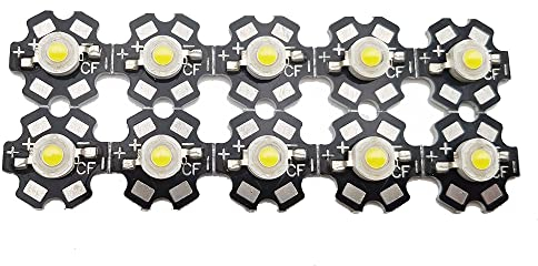 Vrabocry High Power LED Licht, 10 STÜCKE Weiß 4000-4500k Chip LED Hohe Helle Integrierte Chip Lichtquelle Led-Lampe Mit 20mm Schwarz Stern PCB für Birne Lampe DIY BeleuchtungHigh Power LED Licht