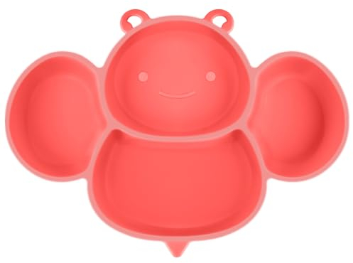 Vicloon Platos de Silicona, Platos de Bebé con Ventosa, Platos para Niños, Plato de Alimentación Antideslizantes, Placa Dividida de Entrenamiento Seguro en Lavavajillas