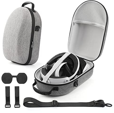 PALUMMA Hartschalen-Tragetasche für PS VR 2 Schutzhülle für VR Gaming Headset und Touch Controller Zubehör Tragetasche, grau, Taschen-Organizer