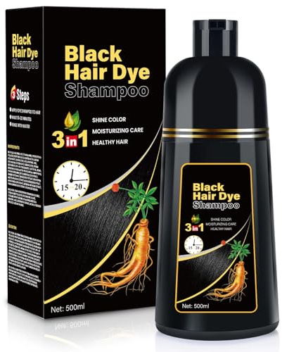BOJICA Black Hair Dye Shampoo 3 in 1 for Gray Hair Coverage, Hair Color Treatment for Men and Women, Semi-Permanent Hair Dye 17.6 Fl Oz