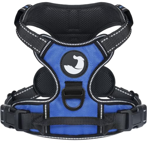 Joytale Hundegeschirr mittelgroße Hunde, reflektierendes Geschirr Hund,luftdurchlässige Hundegeschirr, verstellbares Brustgeschirr mit Griff beim Führen und Training, Navy Blau, M