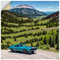 ARTland Wanddeko Wandtattoo selbstklebende Vinylfolie 50x50 cm Landschaften Berge Natur Amerika Auto Klassiker Vintage KI Kunst U4YG