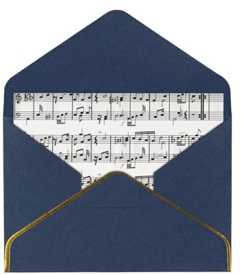 FUkker Grußkarten, Karten mit Umschlägen, Weihnachtskarten aus perlmuttfarbenem Papier, Dankeskarten, Musiknoten zum Notenschlüssel