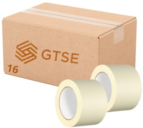 GTSE Breites Malerkrepp 75 mm x 50 m 16 Rollen | Zum Oberflächenschutz beim Streichen, lösemittelfreier Kleber
