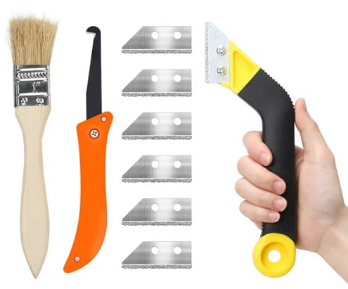 Grout Removal Tool Set - 6 Pcs Hand Saw with Angled Handle & Blades, Tile Grout Remover for Cleaning, Professional Grout Cleaner for Home Improvement