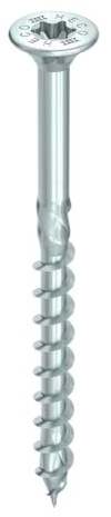 HECO SCHRAUBEN Senkkopf mit Frästaschen, T-Drive, T-25, Teilgewinde, verzinkt blau, A3K, VARIANTA- 5,0 60 200-62254