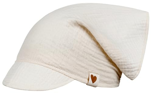 Kopftuch Mütze Schirmmütze Mädchen Sommer Baumwolle Musselin, Bekleidungsgröße: 46-48, Farbe: Creme