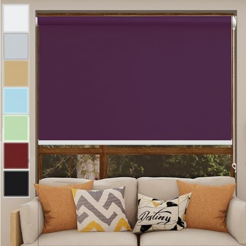 Verdunkelungsrollo Klemmfix ohne Bohren 80 x 110 cm Maßgeschneiderte Größe, Sonnenschutz Fensterrollo innen ohne Bohren mit Klämmträger, für Fenster & Tür, Lila