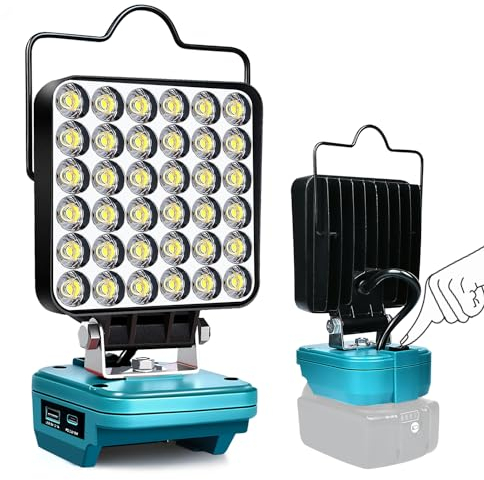 Lampe für Makita 14,4V-18V LXT (Kein Akku), Taschenlampe Light Hell Baustrahler Tragbares LED-Licht für Makita Batterie, Arbeitsleuchte Flutlichter Zubehör für Baustellen,Autoreparaturen,Camping