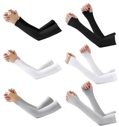 6 Pares De Mangas De Seda De Hielo Con Gancho Para Los Dedos, Protección UV Para Brazos, Protectoras De Verano Para Ciclismo Y Senderismo